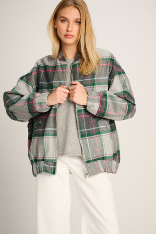 Louise Bomber Jacket Squares Grey