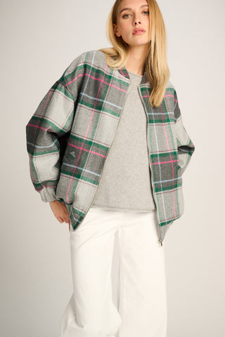 Louise Bomber Jacket Squares Grey