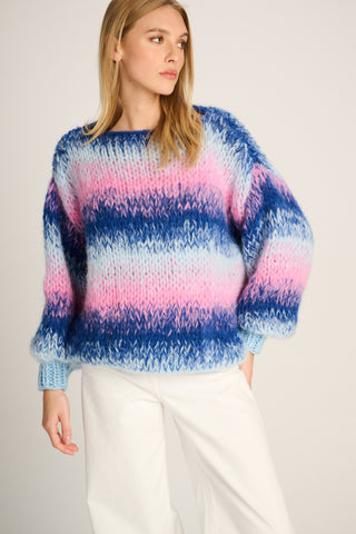 Olivia Pullover Round Neck Degradé Pastel Blue / Cobalt / Pink