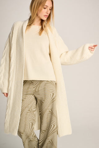 Babette Cardigan Long Cable Off White