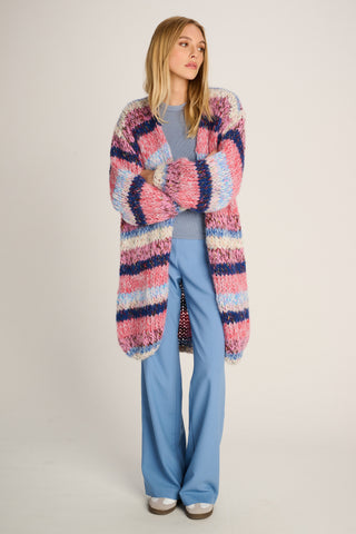Nicole Cardigan Long Stripe