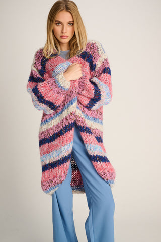 Nicole Cardigan Long Stripe