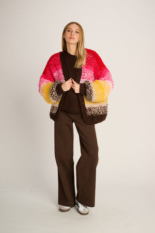 Rachel Cardigan Rice Degrade Red / Yellow / Brown