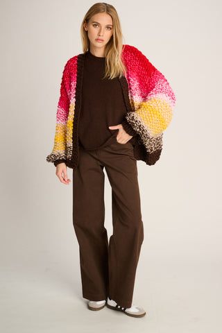 Rachel Cardigan Rice Degrade Red / Yellow / Brown