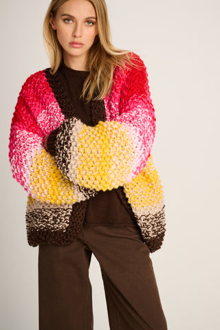 Rachel Cardigan Rice Degrade Red / Yellow / Brown