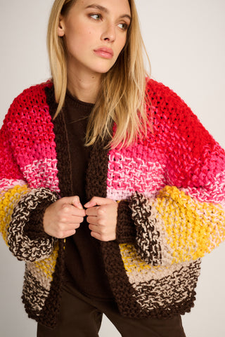 Rachel Cardigan Rice Degrade Red / Yellow / Brown