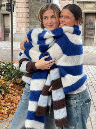 Alice Cardigan Striped Chocolate Brown / Blue