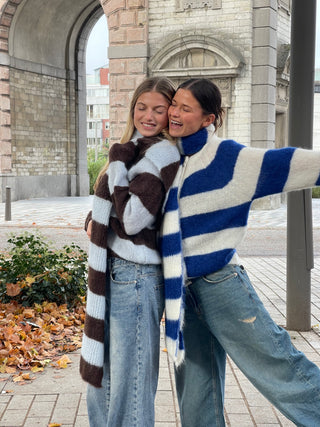 Alice Cardigan Striped Chocolate Brown / Blue