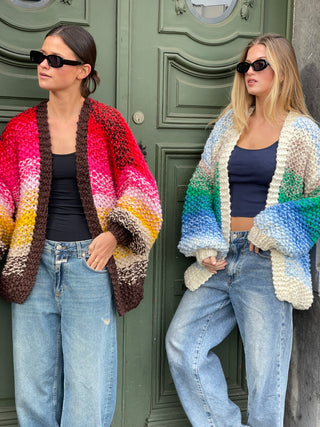 Rachel Cardigan Rice Degrade Off White / Green / Blue