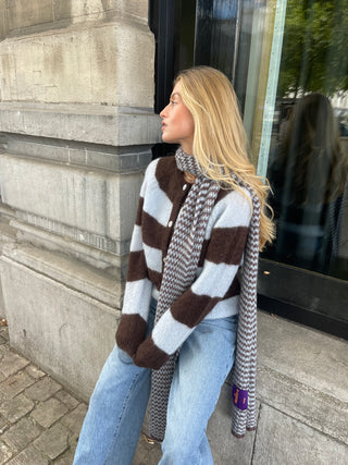 Alice Cardigan Striped Chocolate Brown / Blue