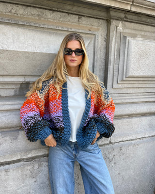 Rachel Cardigan Rice Degrade Orange / Lilac / Brown / Blue