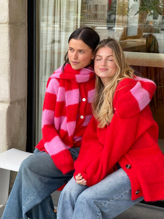 Alice Cardigan Striped Candy Pink / Red