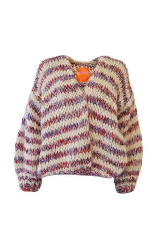 Ioana Alpaca Cardigan Short - Red Multicolour