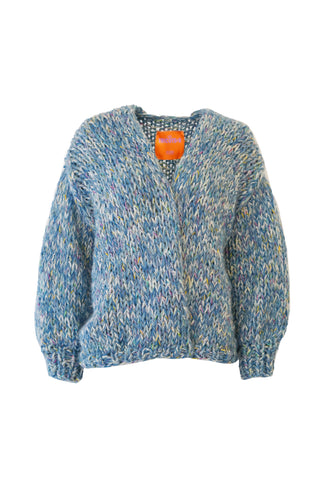 Nathalie Alpaca Cardigan Short - Blue Multicolour