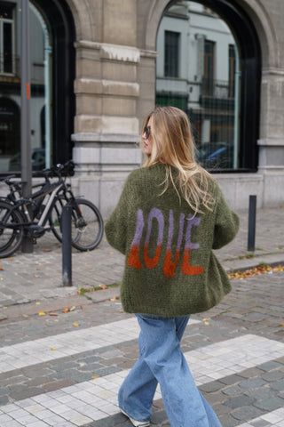 Charlotte Cardigan Short Graffiti Khaki