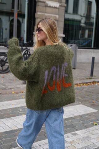 Charlotte Cardigan Short Graffiti Khaki