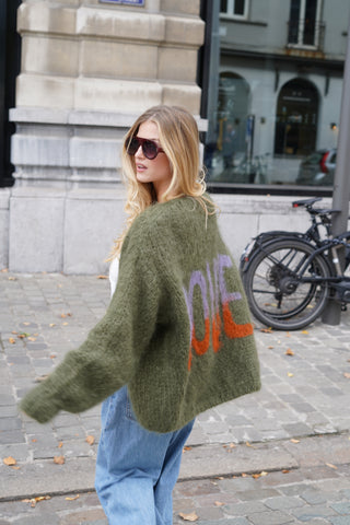 Charlotte Cardigan Short Graffiti Khaki