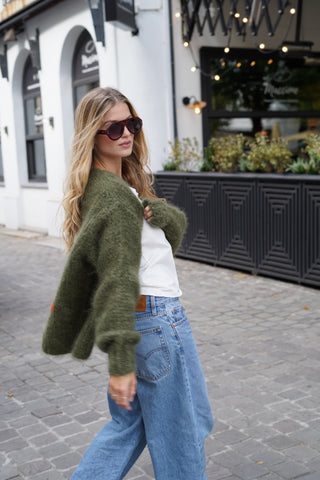 Charlotte Cardigan Short Graffiti Khaki