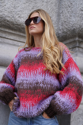 Olivia Pullover Round Neck Degradé Brown / Red / Lilac