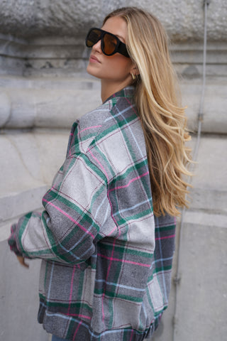 Louise Bomber Jacket Squares Grey