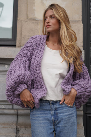 Alexia Alpaca Cardigan Short - Lilac