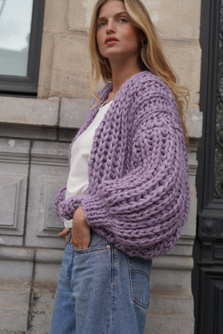 Alexia Alpaca Cardigan Short - Lilac