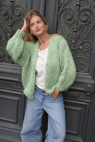 Steffi Alpaca Cardigan Short - Green Multicolor
