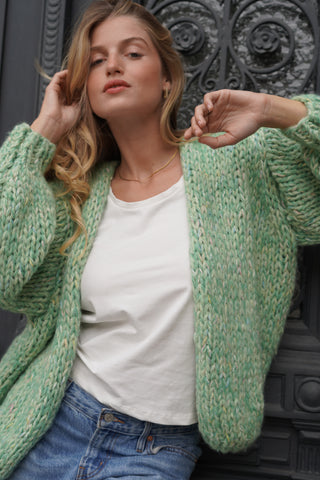 Steffi Alpaca Cardigan Short - Green Multicolor