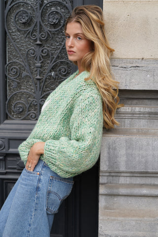 Steffi Alpaca Cardigan Short - Green Multicolor