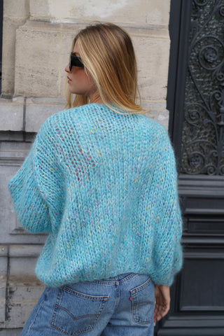 Rosa Mohair Cardigan Short - Blue Multicolor