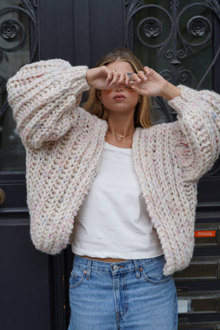 Alexia Alpaca Cardigan Short - Confetti White