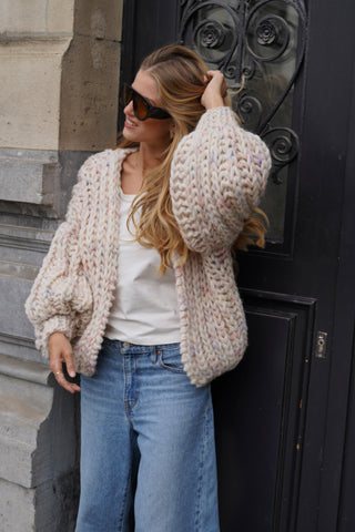 Alexia Alpaca Cardigan Short - Confetti White