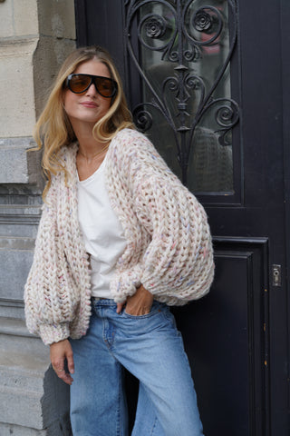 Alexia Alpaca Cardigan Short - Confetti White