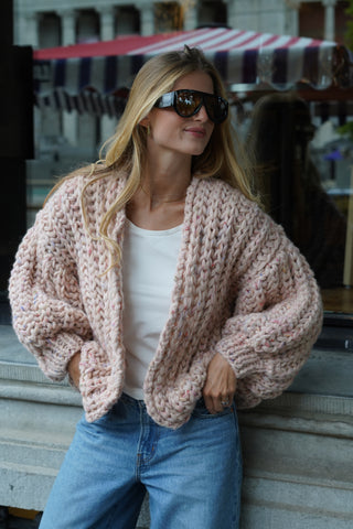 Alexia Alpaca Cardigan Short - Confetti Pink