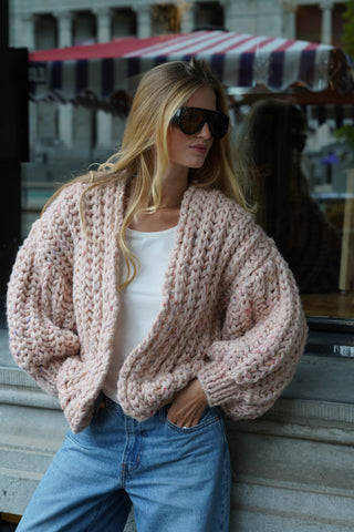 Alexia Alpaca Cardigan Short - Confetti Pink