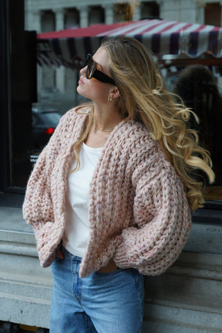 Alexia Alpaca Cardigan Short - Confetti Pink