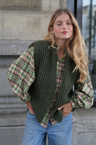 Stella Cardigan Sleeveless Khaki