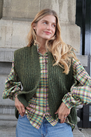 Stella Cardigan Sleeveless Khaki