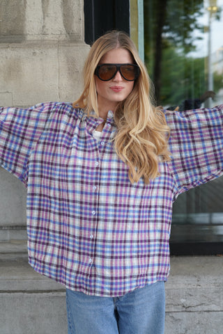 Valerie Blouse Blue / Brown / Pink