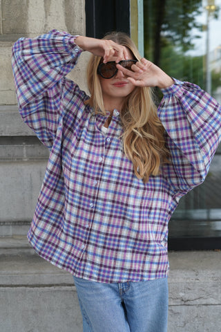 Valerie Blouse Blue / Brown / Pink