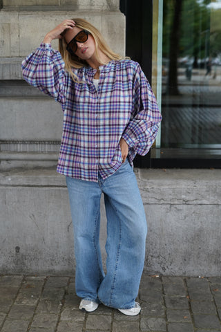 Valerie Blouse Blue / Brown / Pink