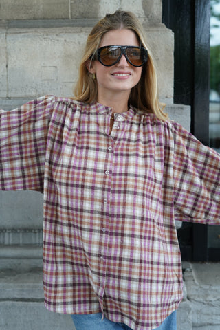 Valerie Blouse Purple / Beige