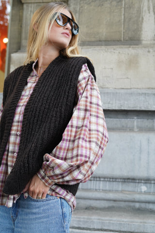 Stella Cardigan Sleeveless Chocolate Brown