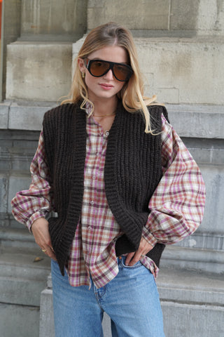 Stella Cardigan Sleeveless Chocolate Brown