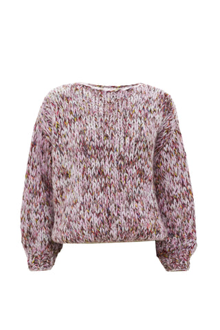 Laura Pullover Round Neck Melange Pink / Brown
