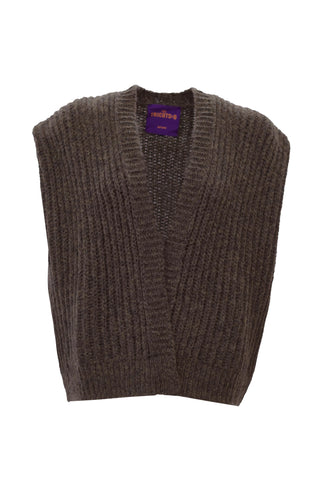Stella Cardigan Sleeveless Chocolate Brown