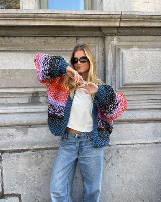 Rachel Cardigan Rice Degrade Orange / Lilac / Brown / Blue