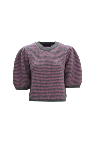Frederica Pullover Puff Sleeves Grey / Candy Pink