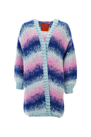 Celine Cardigan Long Degradé Pastel Blue / Cobalt / Pink