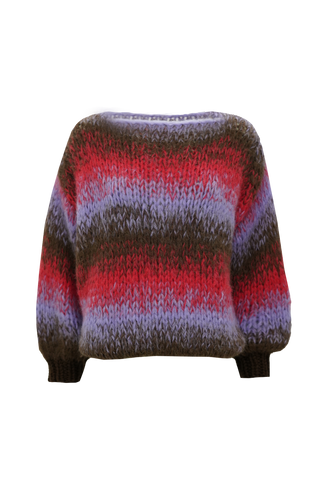 Olivia Pullover Round Neck Degradé Brown / Red / Lilac
